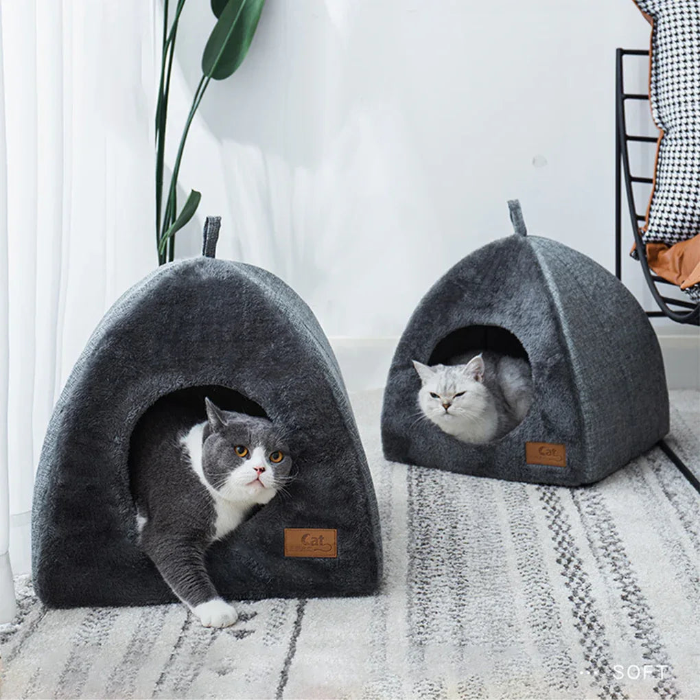 Kattengrot Halfgesloten Design Pluche Comfort Duurzaam Gemakkelijk Schoon te Maken Beschikbaar in S M L - Ruffy