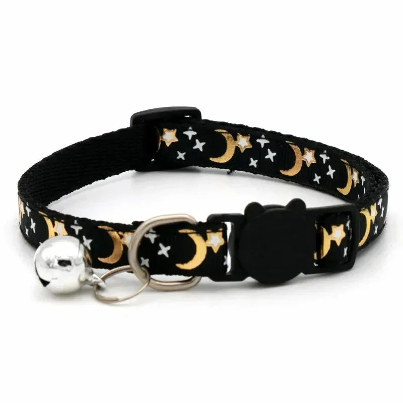 Maan en Ster Patroon Kattenhalsband Verstelbaar Nylon met Breakaway Veiligheidssluiting - Ruffy