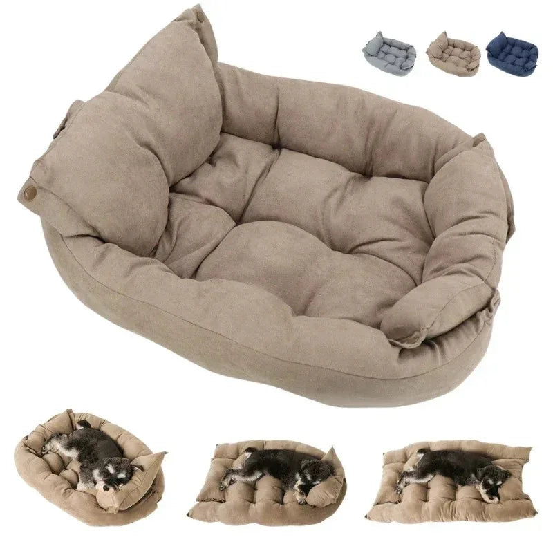 3-in-1 Warm Hondenbed Met Hoofdsteun en Afneembare Deken Machinewasbaar - Ruffy