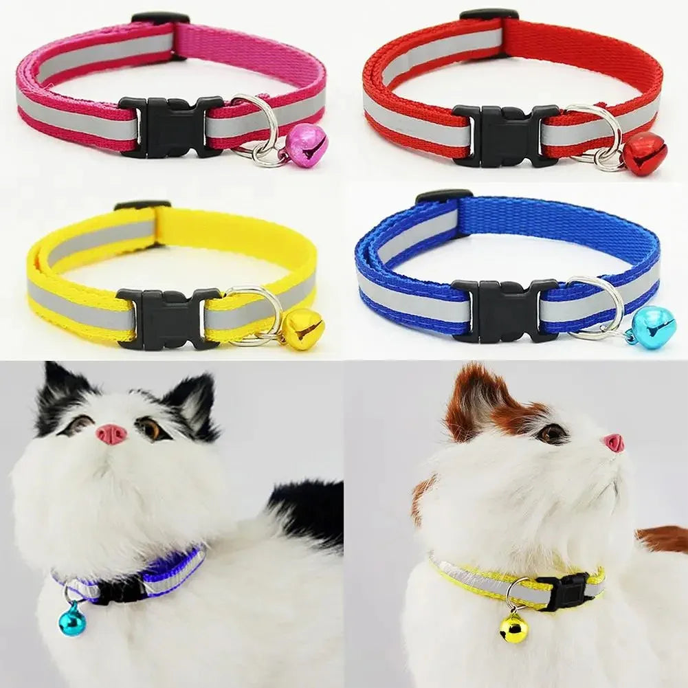 Reflecterende kattenhalsband met veiligheidsgesp, verstelbaar nylon bandje en bel - Ruffy
