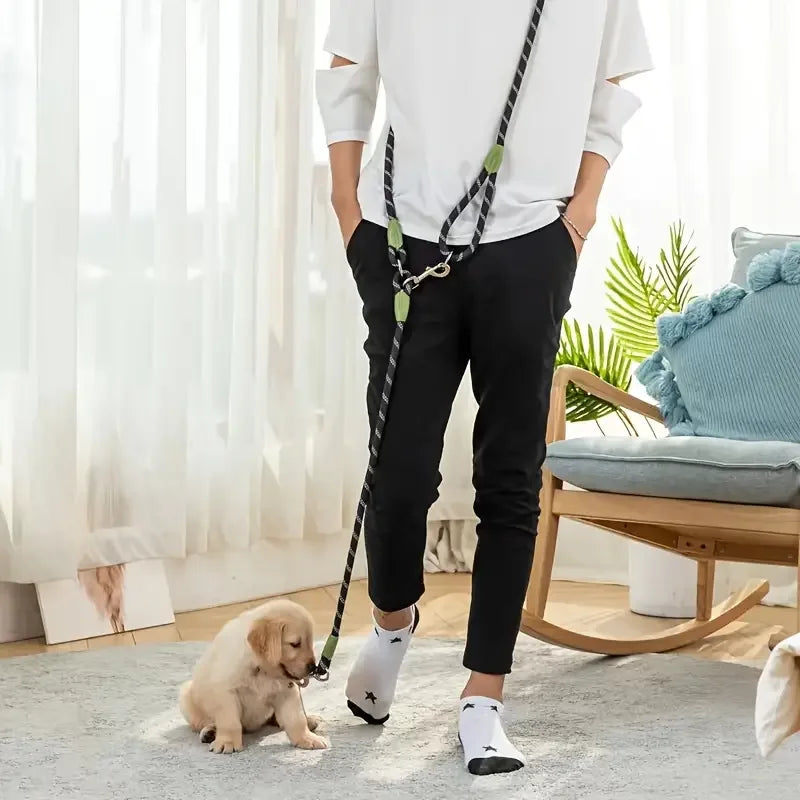 Reflecterende Hands-Free Hondenriem Verstelbaar Schokdemping Duurzaam Nylon Voor Wandelen en Rennen - Ruffy