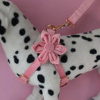Stijlvolle Bloemmotief Hondenset Met Halsband, Harnas, Riem en Bloemenaccessoire - Ruffy