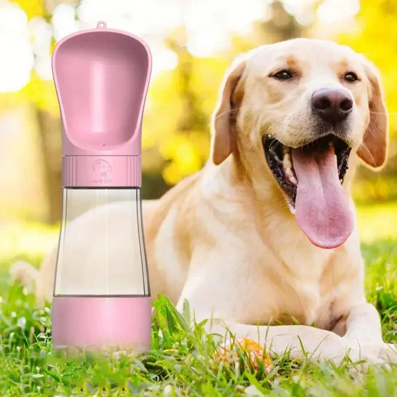 Dubbele Reisfles voor Honden Water en Voedsel Lekvrij en BPA-vrij met Drukknop en Karabijnhaak - Ruffy