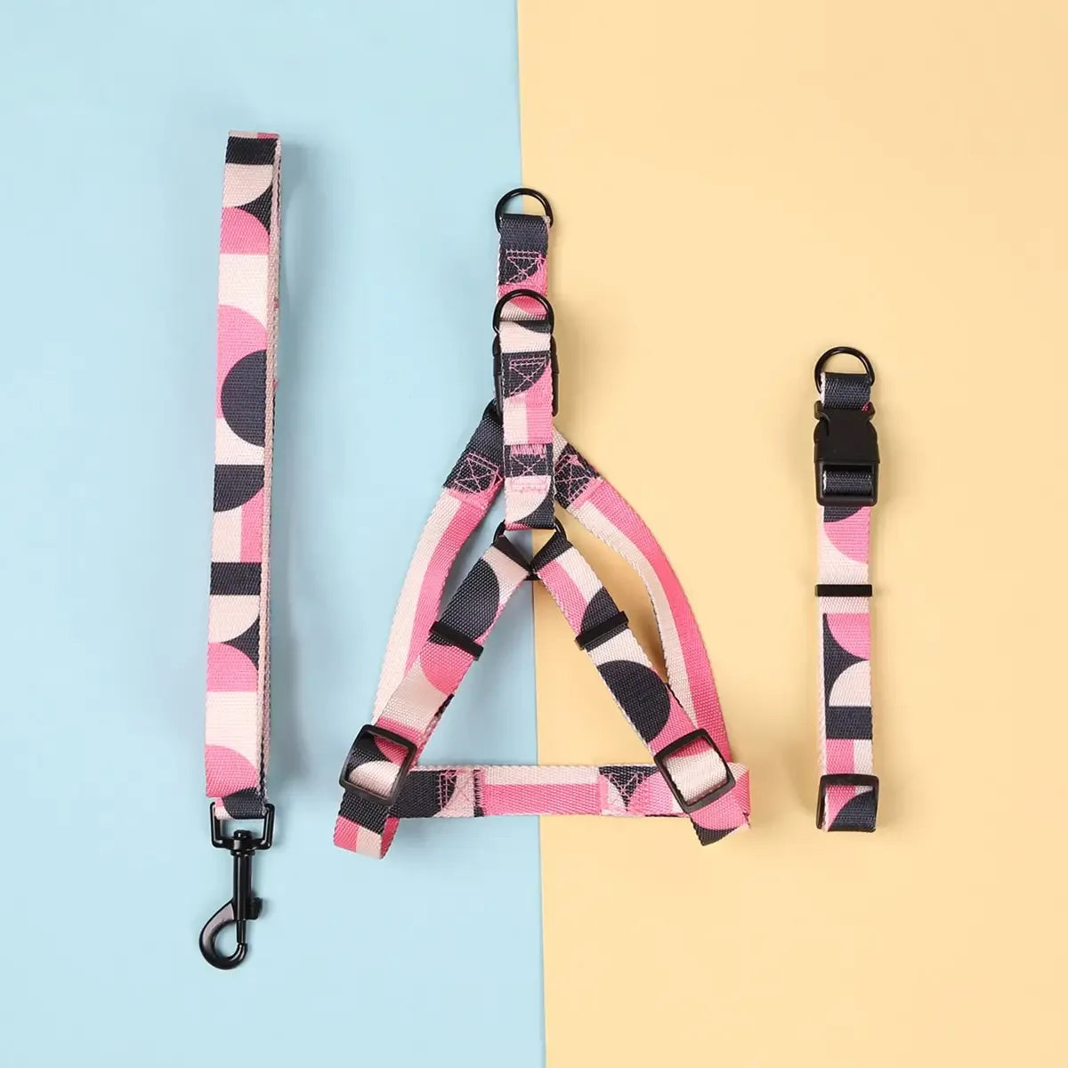 Stijlvolle Harnasset Geometrisch Patroon Duurzaam Ergonomisch Ontwerp Veilig Comfortabel Nylon - Ruffy